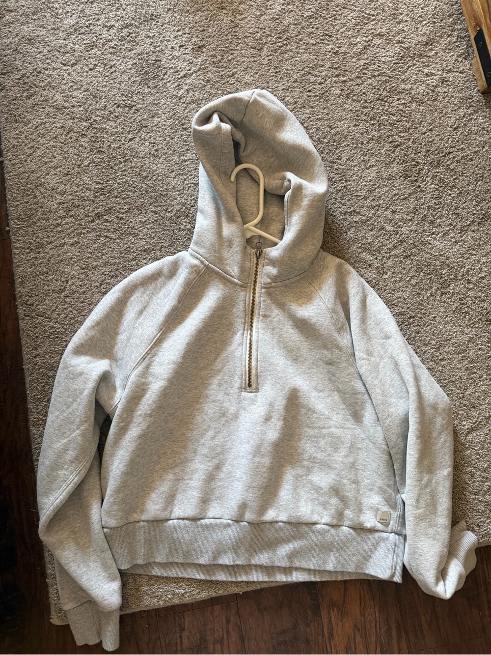 Vuori Light Gray Half-Zip Cowl Hoodie Sweater